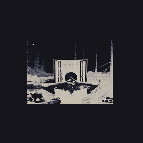 Album cover with a black and white scene of a building reflected in water at night.