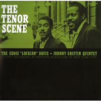 Album cover for 'The Tenor Scene' featuring a green-toned photograph of two men, with the title in large white text and the names 'The Eddie "Lockman" Davis' and 'Johnny Griffin Quintet' at the bottom.