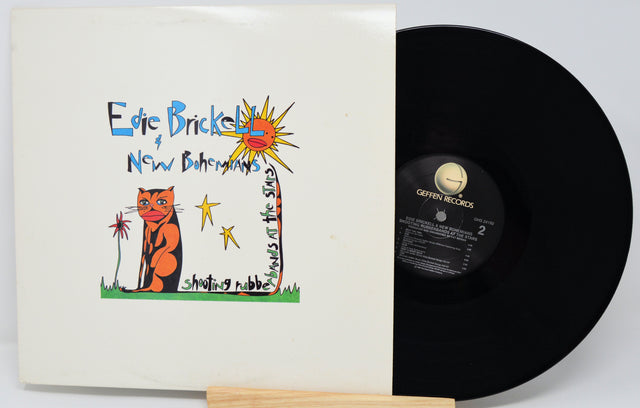Vinyl record with cover featuring a colorful illustration of a cat and sun.