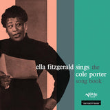 Album cover featuring a woman holding sheet music with text about Ella Fitzgerald and Cole Porter.