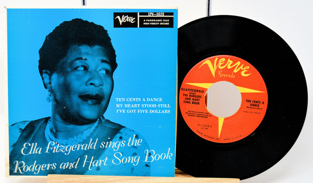 Front cover of Ella Fitzgerald Sings the Rodgers and Hart Song Book EP with vinyl record