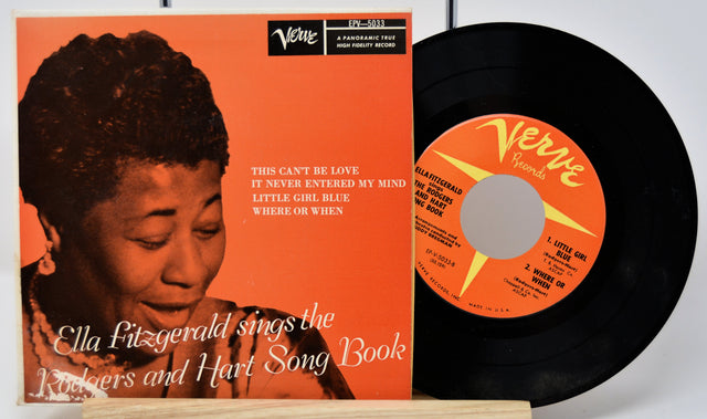 Ella Fitzgerald Sings the Rodgers and Hart Song Book Verve EP cover with vinyl record