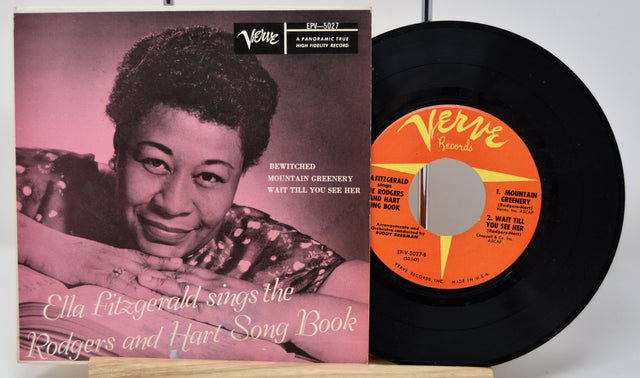 Front cover of Ella Fitzgerald Sings the Rodgers and Hart Song Book EP with vinyl record