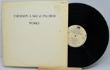 Vinyl record and cover for 'Works' by Emerson Lake & Palmer on a light gray background