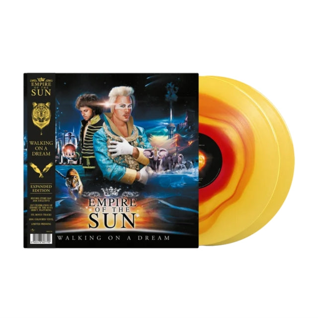 Vinyl record with colorful design and 'Empire of the Sun' album cover