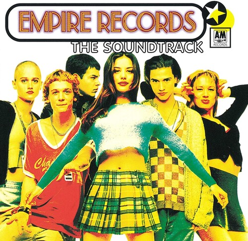 Album cover for 'The Soundtrack' by Empire Records, featuring a group of young people in colorful 1980s fashion against a white background, with the Empire Records logo and AM Recordings logo visible.