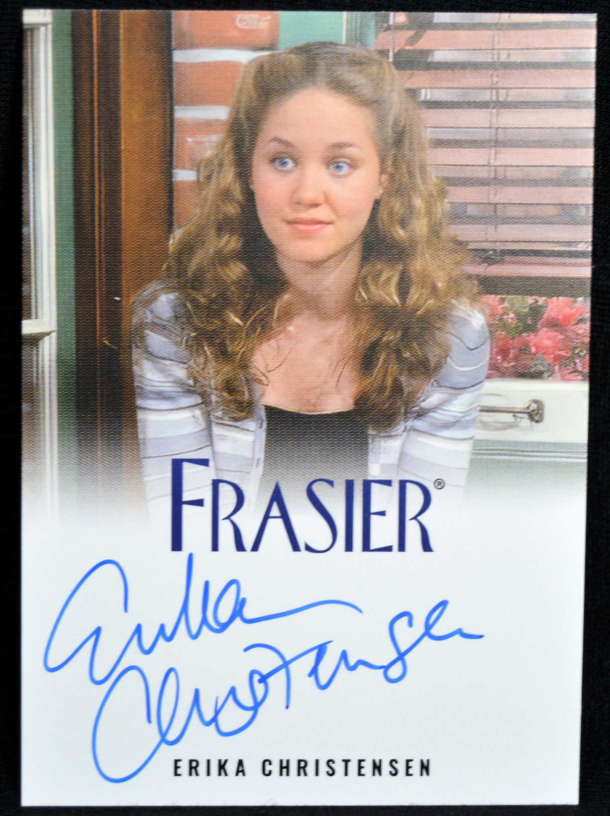 Trading card of Erika Christensen from the TV show 'Frasier' with autograph