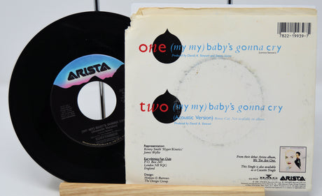 Vinyl record and its cover with 'Arista' label on a white background