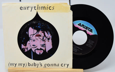 Vinyl record and cover for 'Eurythmics (My My) Baby's Gonna Cry' by Arista Records.