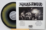 Excalibur vinyl record with black and yellow splatter, album tracklist and live concert photo on Triple-B Records cover