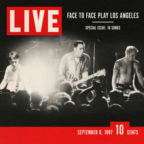 Album cover with a band performing on stage, featuring the text 'LIVE' and 'Face to Face Play Los Angeles'.