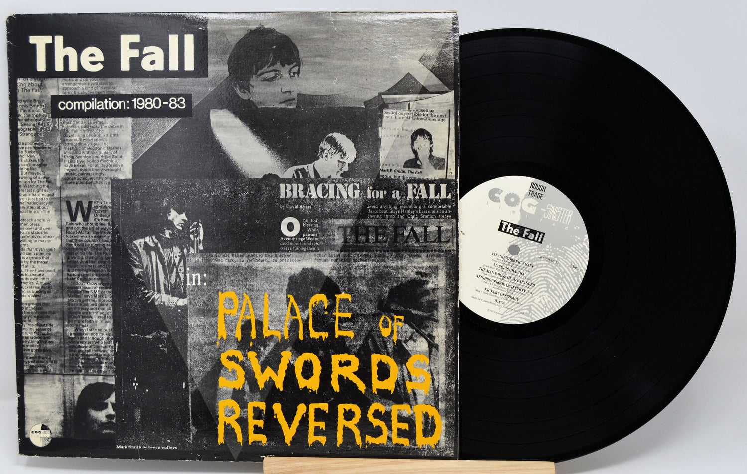 Vinyl record and cover titled 'Palace of Swords Reversed' by The Fall on a white background