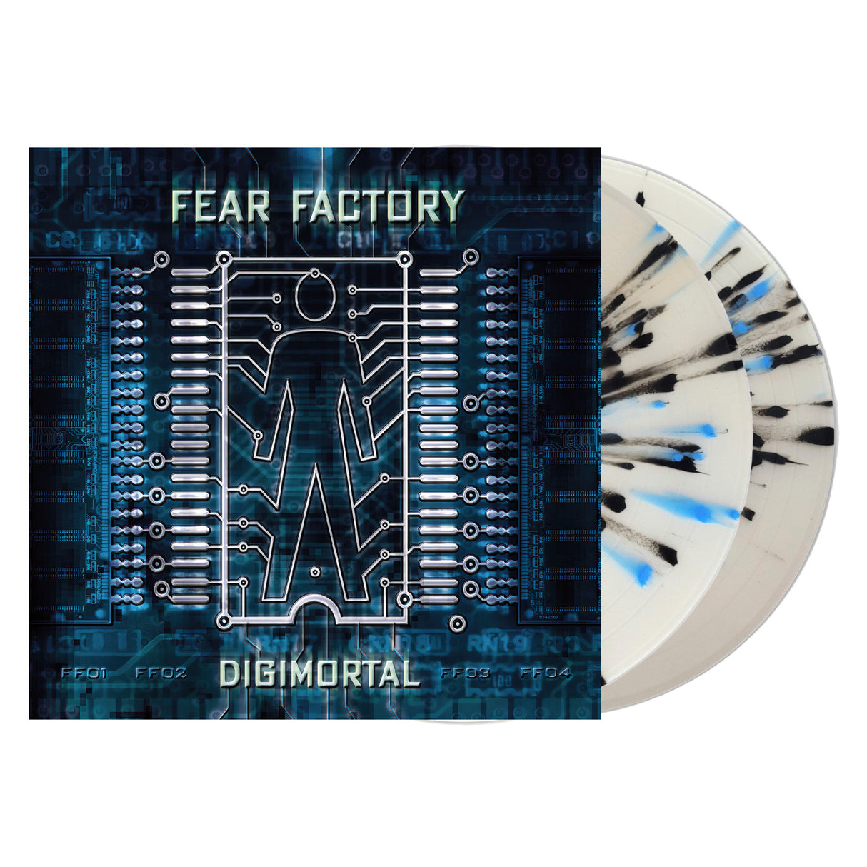 Vinyl record with 'Fear Factory' album cover featuring a technical design.