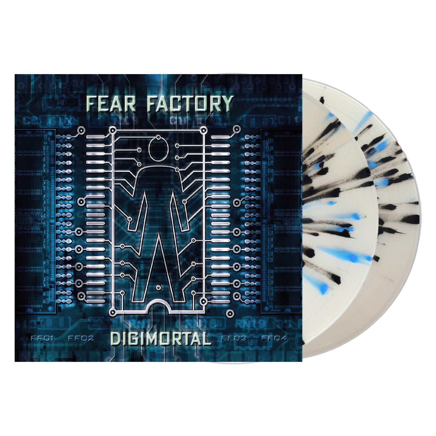 Vinyl record with 'Fear Factory' album cover featuring a technical design.