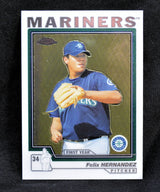 Felix Hernandez 2004 Topps Chrome Mariners rookie card featuring pitcher in blue jersey