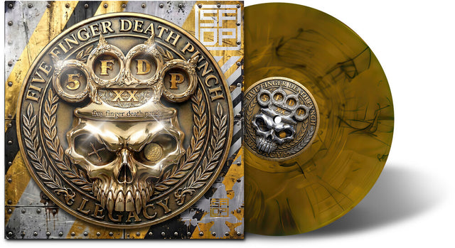 Vinyl record with skull design and 'Five Finger Death Punch' branding