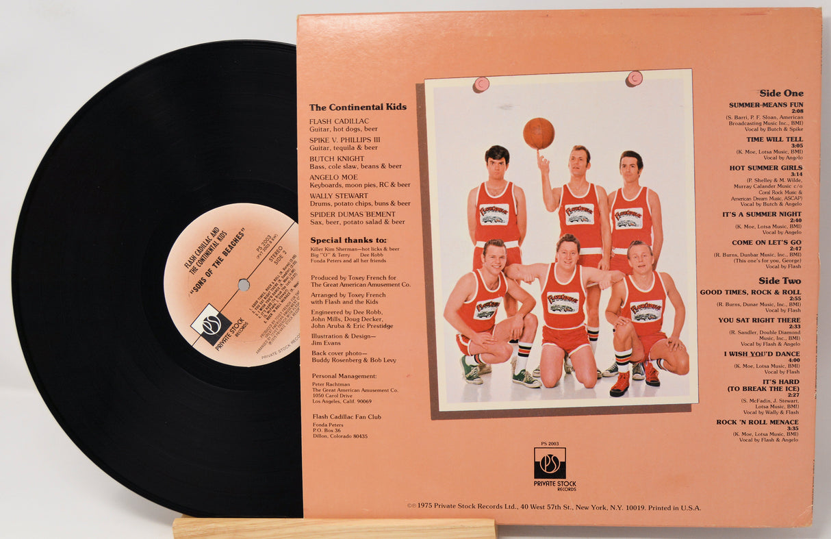 Vinyl record with a basketball team cover on a white background