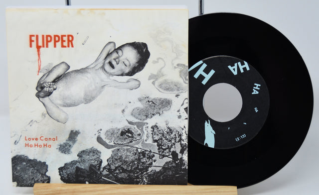 Vinyl record with cover featuring a black and white illustration and text 'Flipper' on a light gray background.