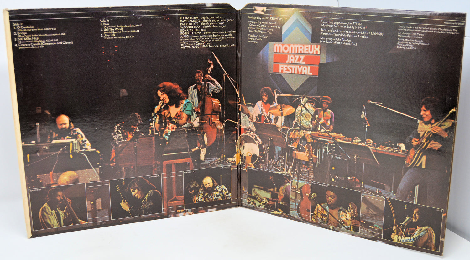 An open vinyl record sleeve or album booklet featuring a live jazz performance scene on the cover, with multiple small concert photos and the title 'Montreal Jazz Festival' visible.