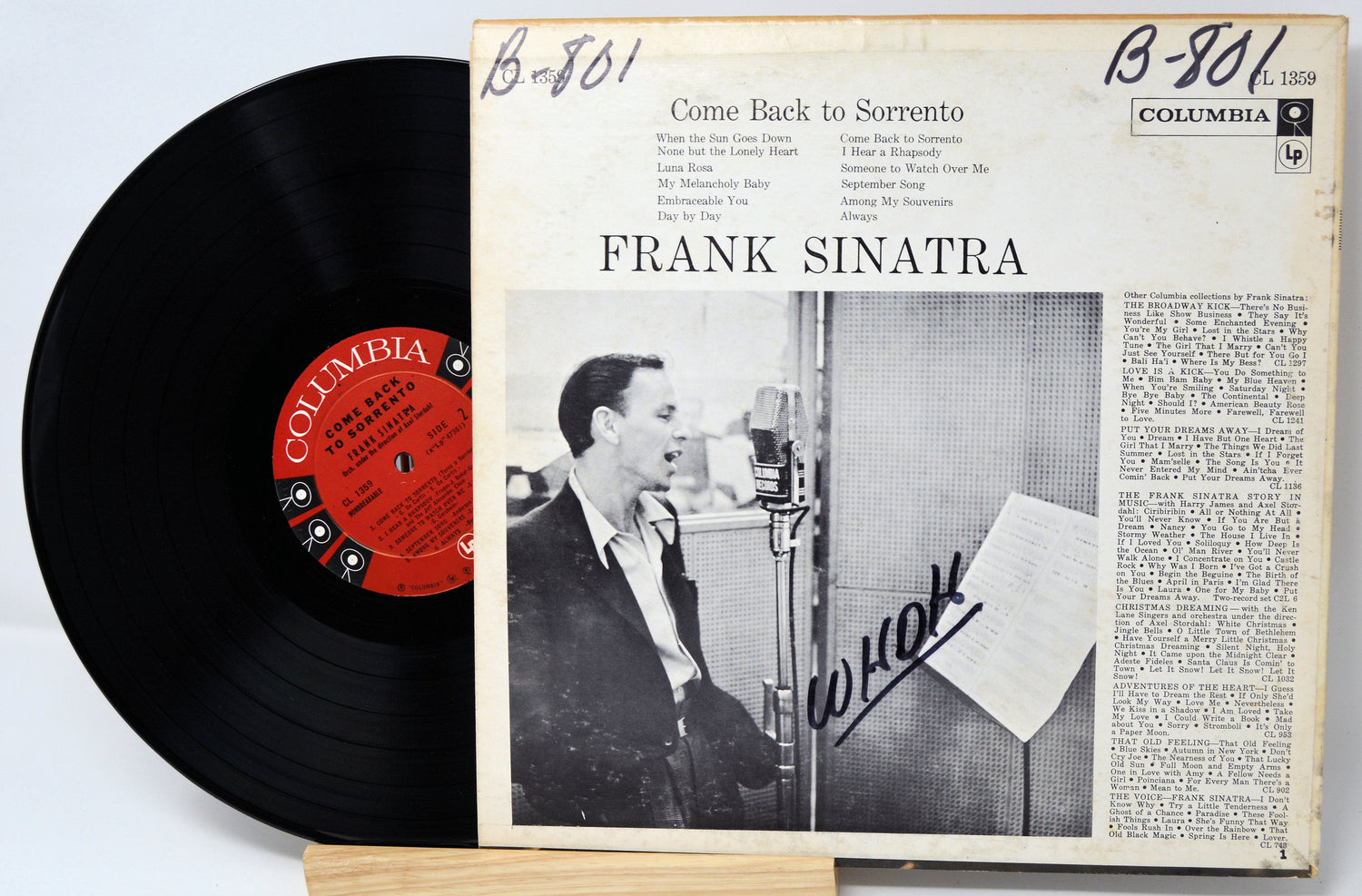 Frank Sinatra Come Back to Sorrento LP with cover featuring studio mic and singing image