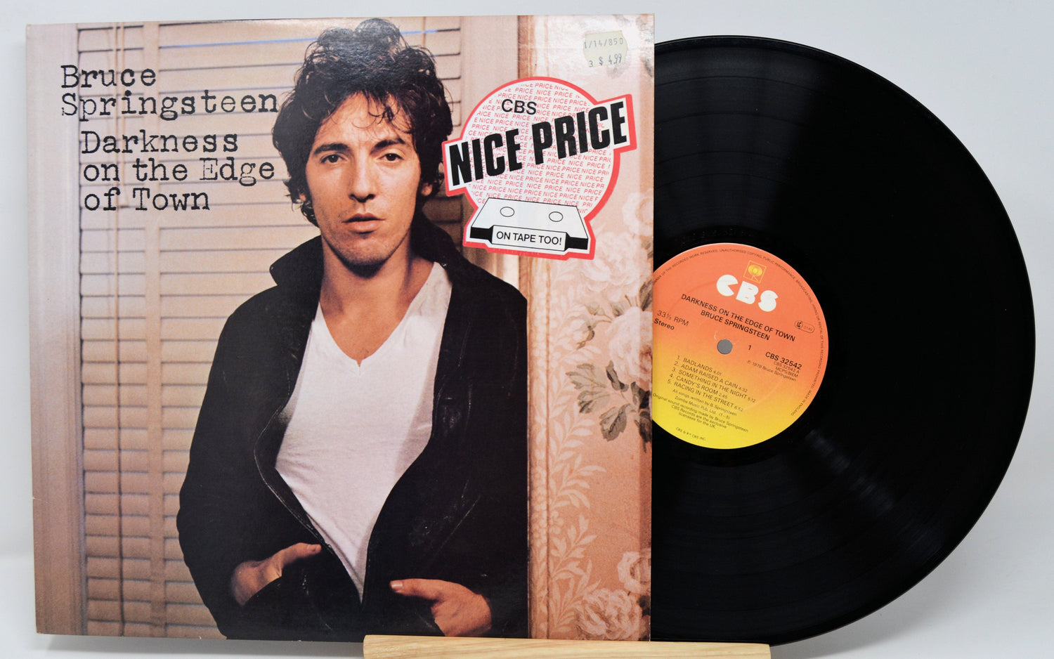 Bruce Springsteen Darkness on the Edge of Town album front cover and CBS vinyl record