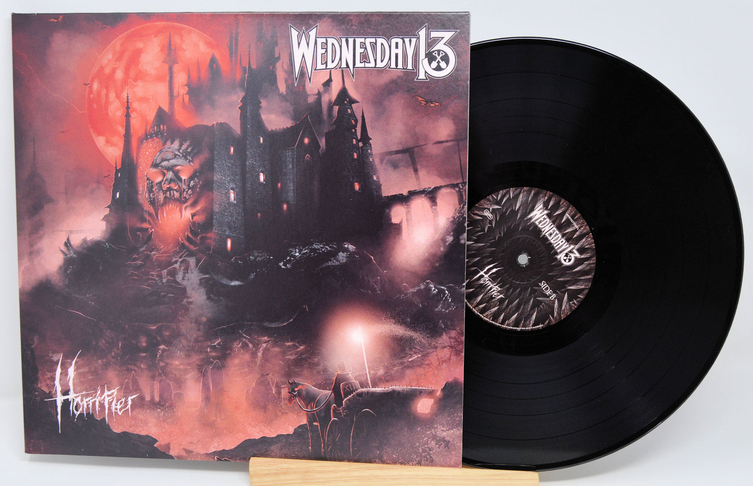 Wednesday 13 Horrifier vinyl LP front cover showing haunted castle and red moon artwork