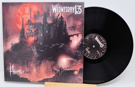 Wednesday 13 Horrifier vinyl LP front cover showing haunted castle and red moon artwork