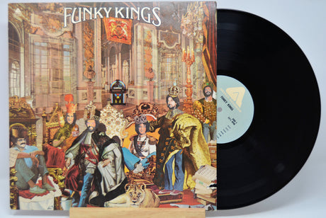 Vinyl record with a colorful cover featuring 'Funky Kings' and a black record.