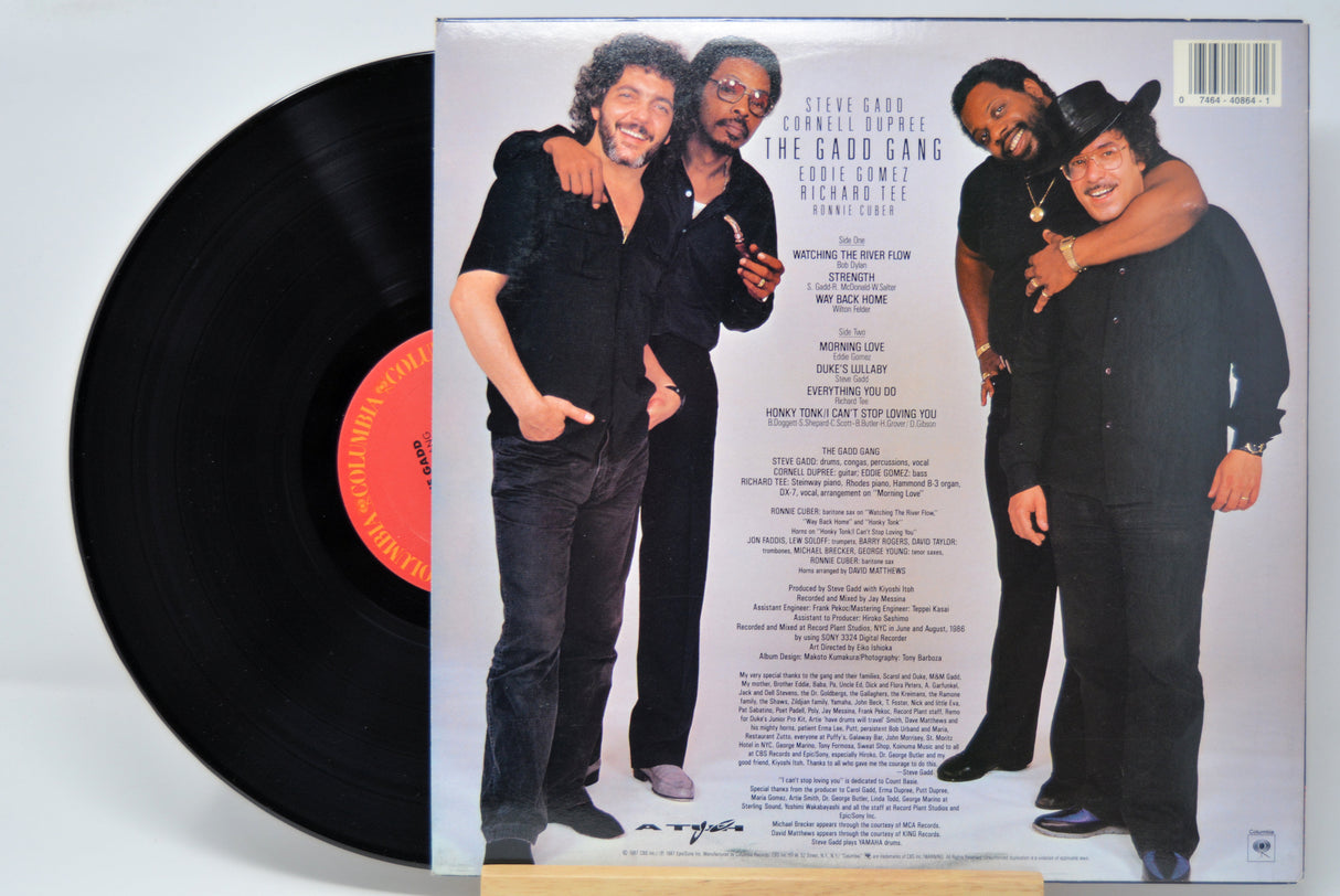 'Gadd Gang Self Titled' Vinyl record with a cover featuring four men hugging, on a light gray background.