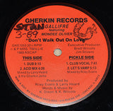 Close-up of Gallifre – Don't Walk Out On Love 12-inch record label on Gherkin Records, 1989 release
