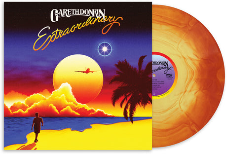 Vinyl record with a colorful sunset design and 'Gareth Donkin Extraordinary' text.
