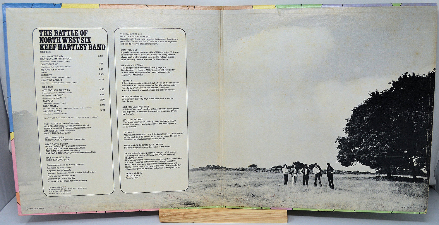 Keef Hartley Band The Battle of North West Six album gatefold with tracklist and black-and-white band photo