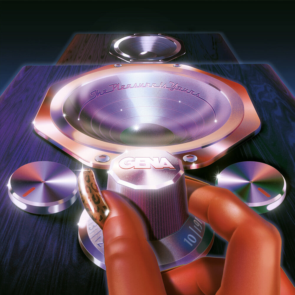 Vinyl record cover for 'The Pleasure Is Yours' by 'Gena' showing a close-up of a hand adjusting a speaker component on a dark background