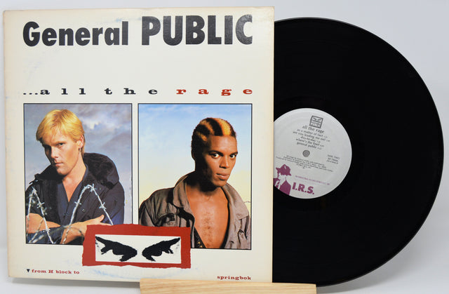 Vinyl record and cover with 'General Public' album art on a white background
