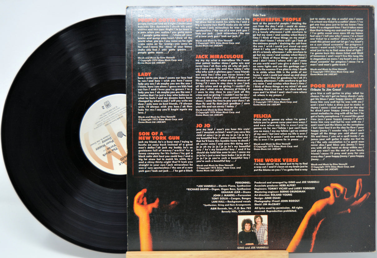 'Gino Vannelli Powerful People' Vinyl record with cover displaying song list and artwork