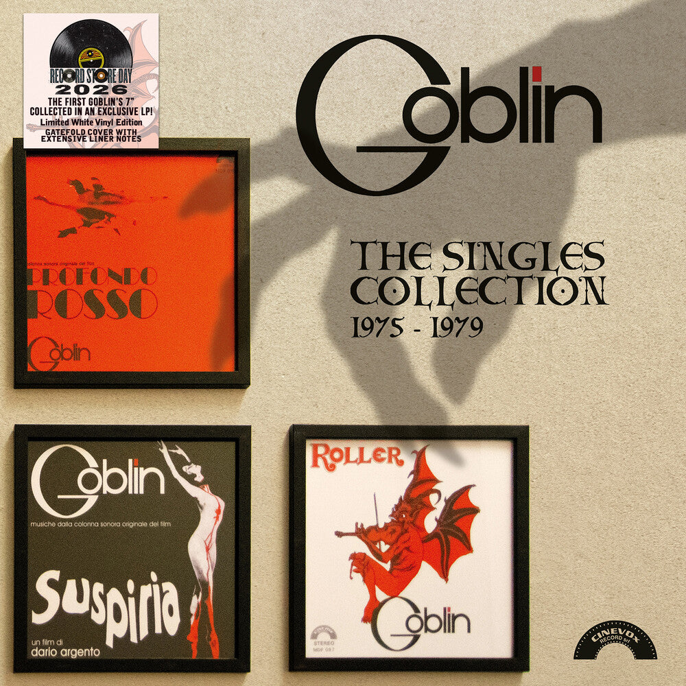 Album covers of Goblin's 'The Singles Collection 1975-1979' with the band's logo.