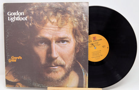 Vinyl record with cover featuring a portrait of a person and 'Gordon Lightfoot' text.