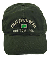 Green cap with 'Grateful Dead' and 'Boston, MA' text on a white background