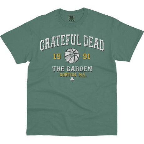 Green t-shirt with 'Grateful Dead' text and graphics on a white background