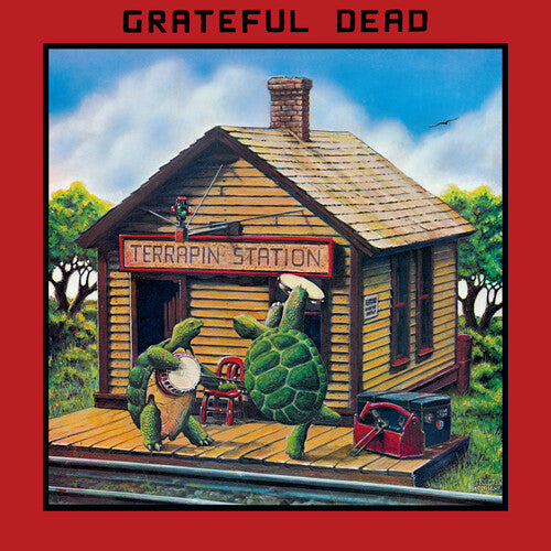 Grateful Dead - Terrapin Station Album cover art for Grateful Dead's Terrapin Station featuring an illustration of a train station with a turtle on the platform and trees in the background.