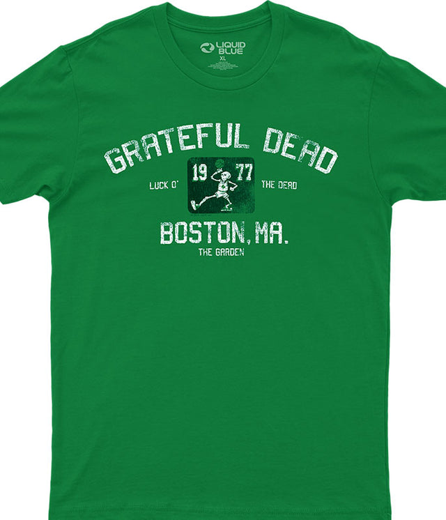 Green t-shirt with 'Grateful Dead' text and graphics related to Boston, MA concert.