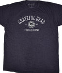 Navy t-shirt with 'Grateful Dead Tour Alumni' text and logo on a plain background