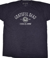 Navy t-shirt with 'Grateful Dead Tour Alumni' text and logo on a plain background