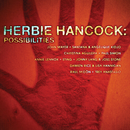 A promotional image featuring the title 'HERBIE HANCOCK: POSSIBILITIES' with a list of artists contributing to the album, including John Mayer, Santana, and Sting, among others.