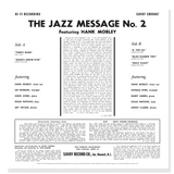 Back cover of a vinyl record featuring text about 'The Jazz Message No. 2' with Hank Mobley and other musicians.