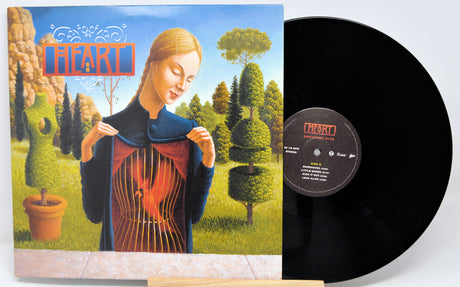 Vinyl record with a colorful cover featuring a stylized portrait and nature elements.