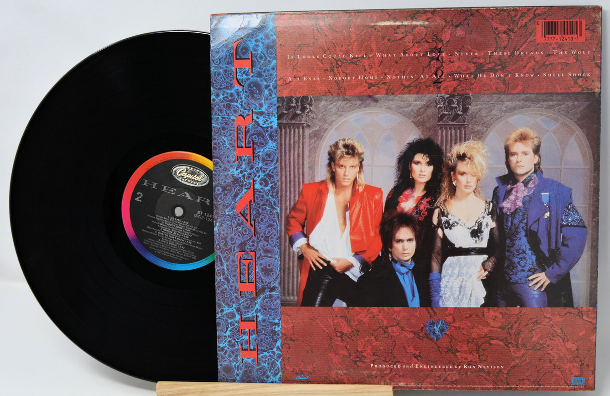 Vinyl record with cover featuring a band on a white background