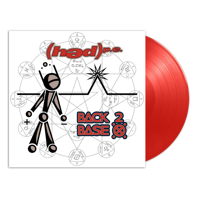 Red vinyl record with a white cover featuring a stylized figure and text.