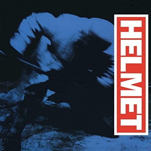 Album cover with a silhouette of a person wearing a helmet and the word 'HELMET' in red and white.