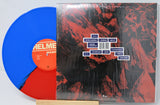 Back cover and split red and blue colored vinyl record of Helmet's Meantime album
